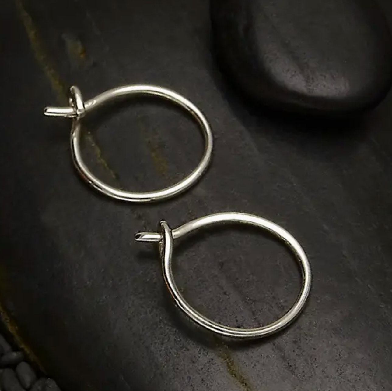 Earrings - Half Hammered Circle Hoops 11mm, Recycled Sterling Silver