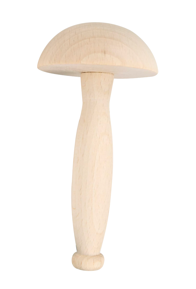 wooden darning mushroom on white background