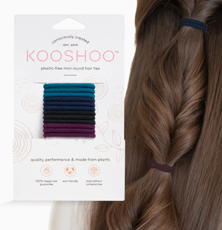 Biodegradable Round Mini Hair Ties, Dark Hues 12 Pack