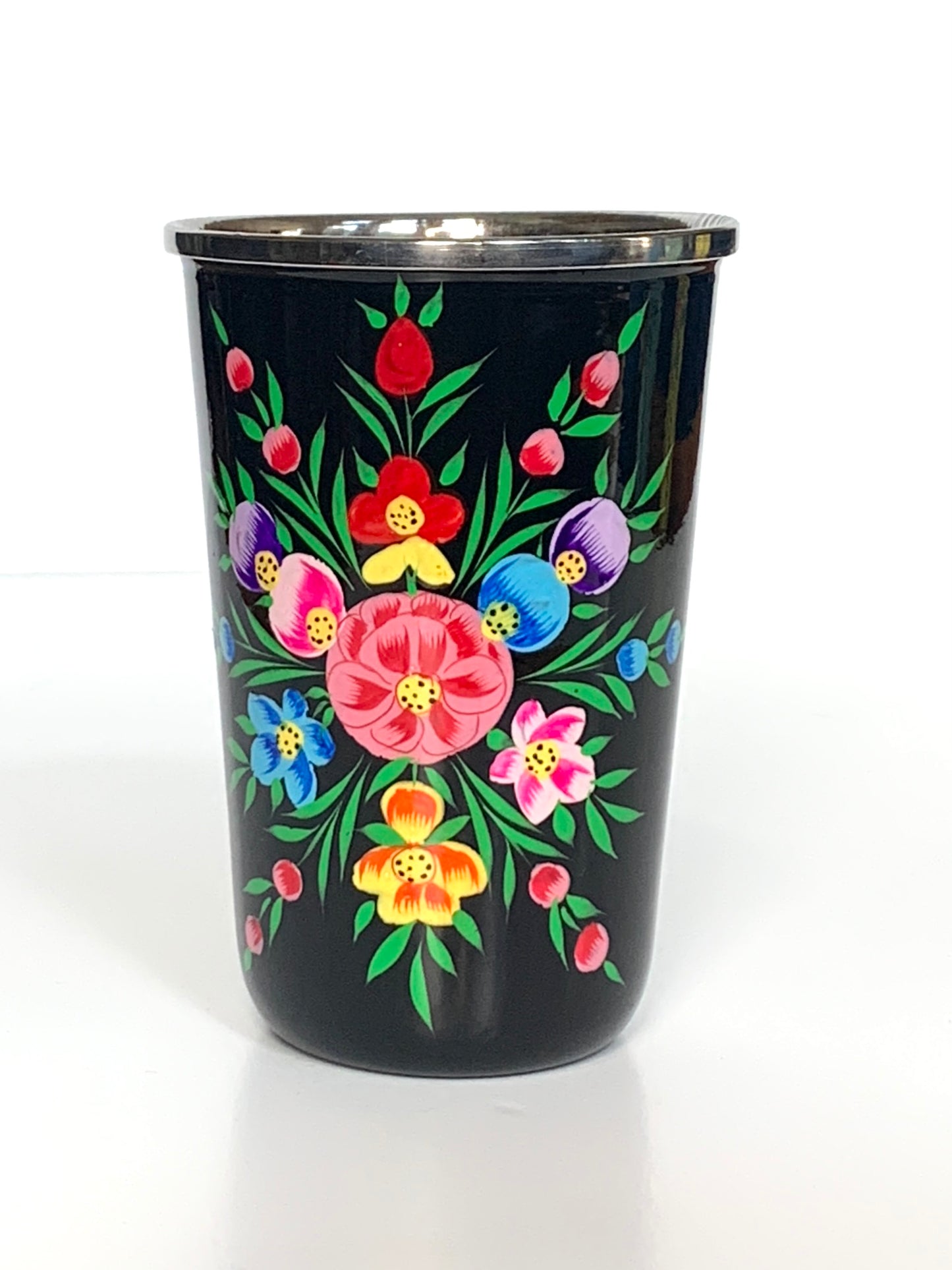Enamelware Tumbler, Hand-Painted - Garland Design