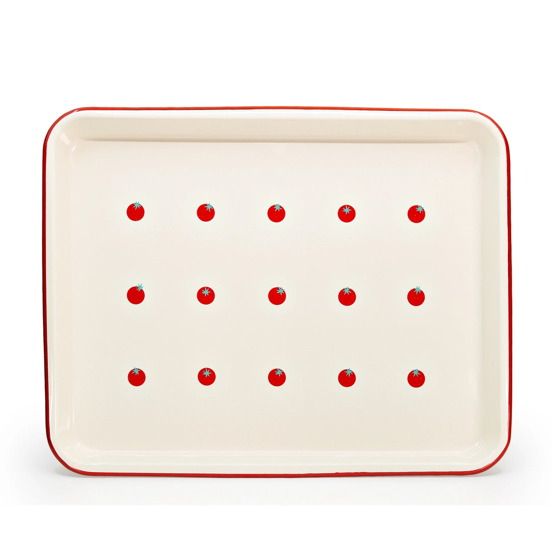 Crow Canyon, Tomato Large Rectangle-Jelly Roll Tray, Red Rim