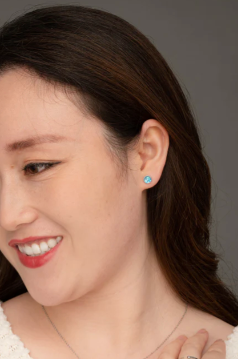 Starfish Project Jewelry - Lora Silver and Blue Opal Stud Earrings