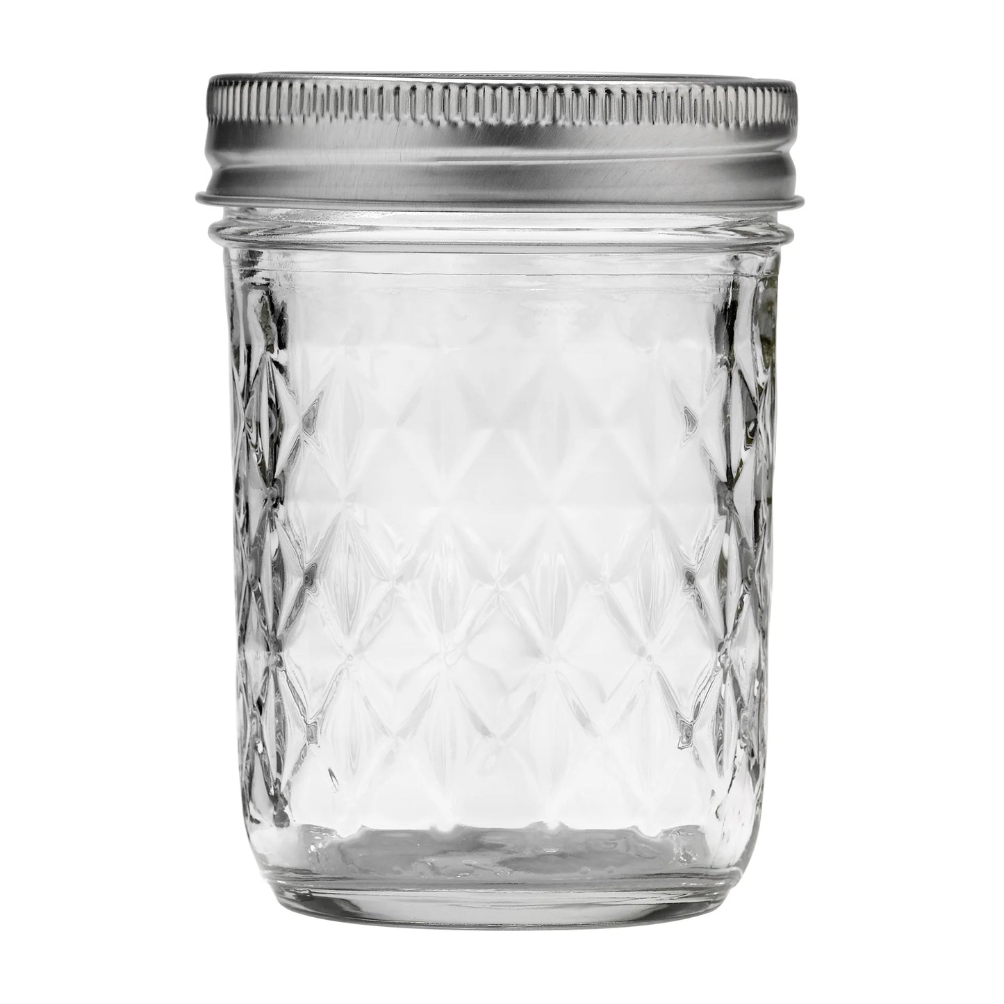 8 oz Reg Mouth Mason Jar - Quilted Crystal Pattern