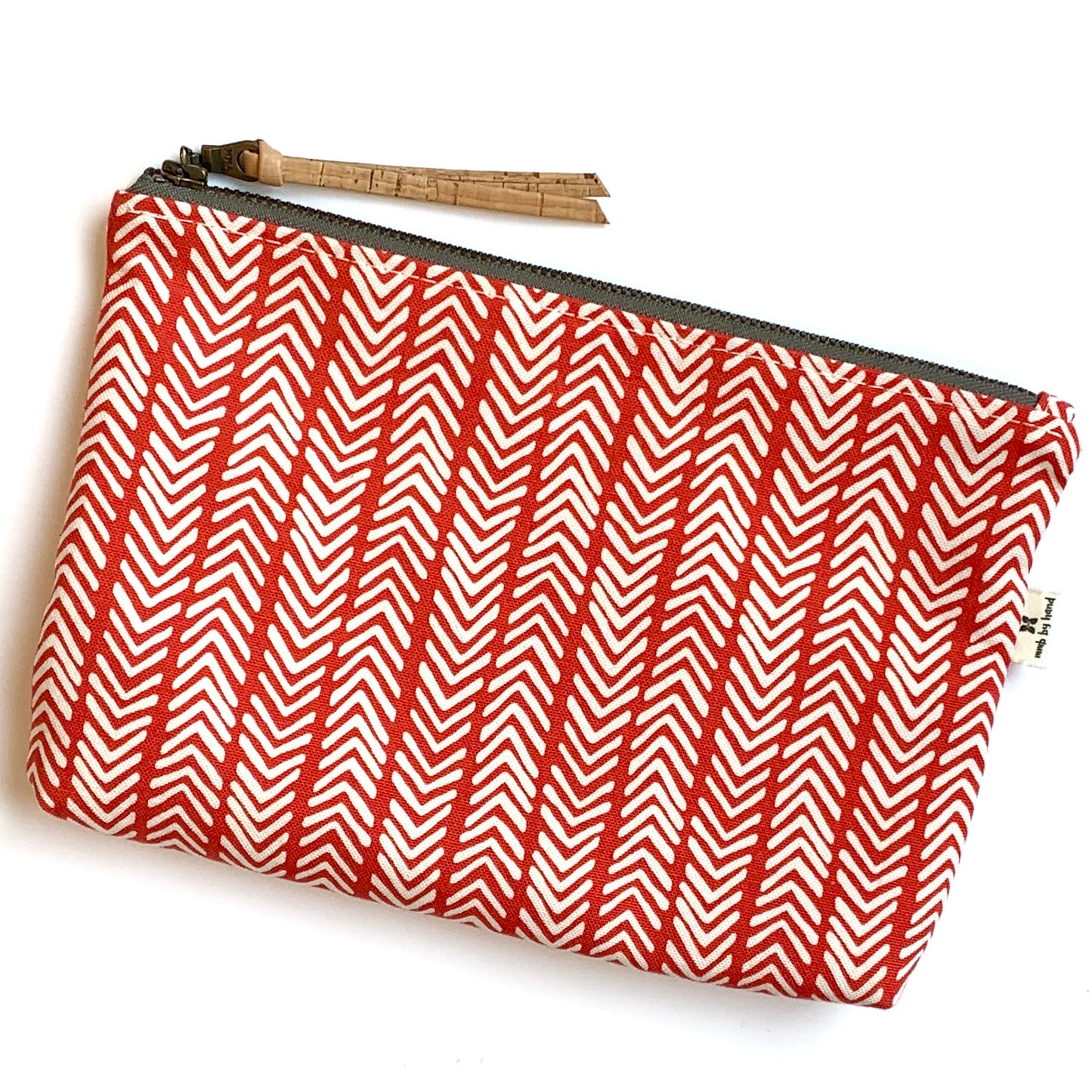 Organic Cotton Pouch - Red Chevron
