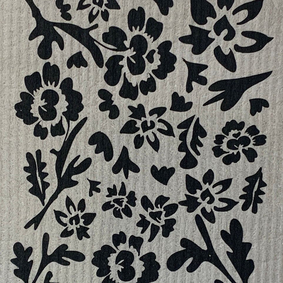 Swedish Dishcloth - Black Flora