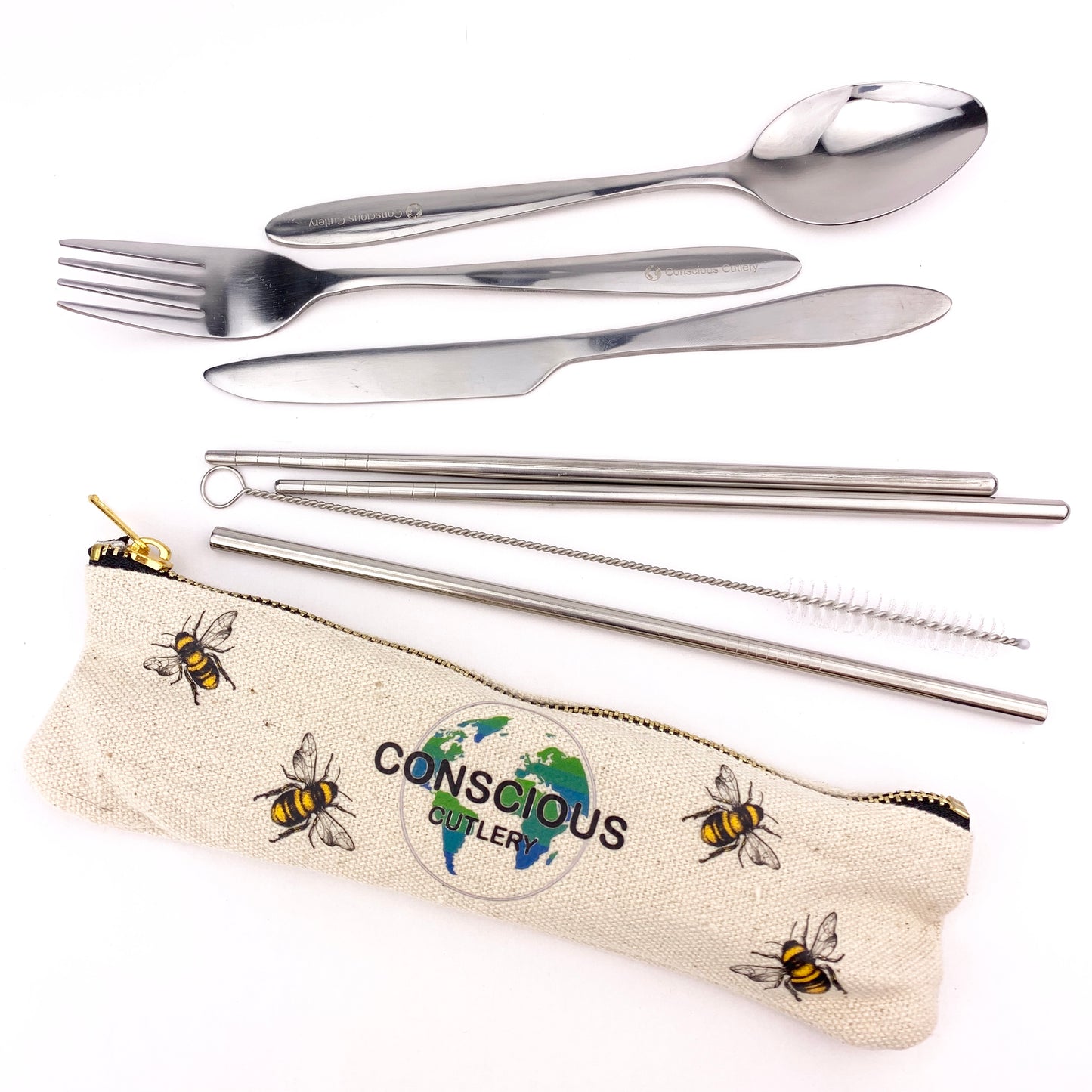 Reusable Utensil Set - Bee Pouch