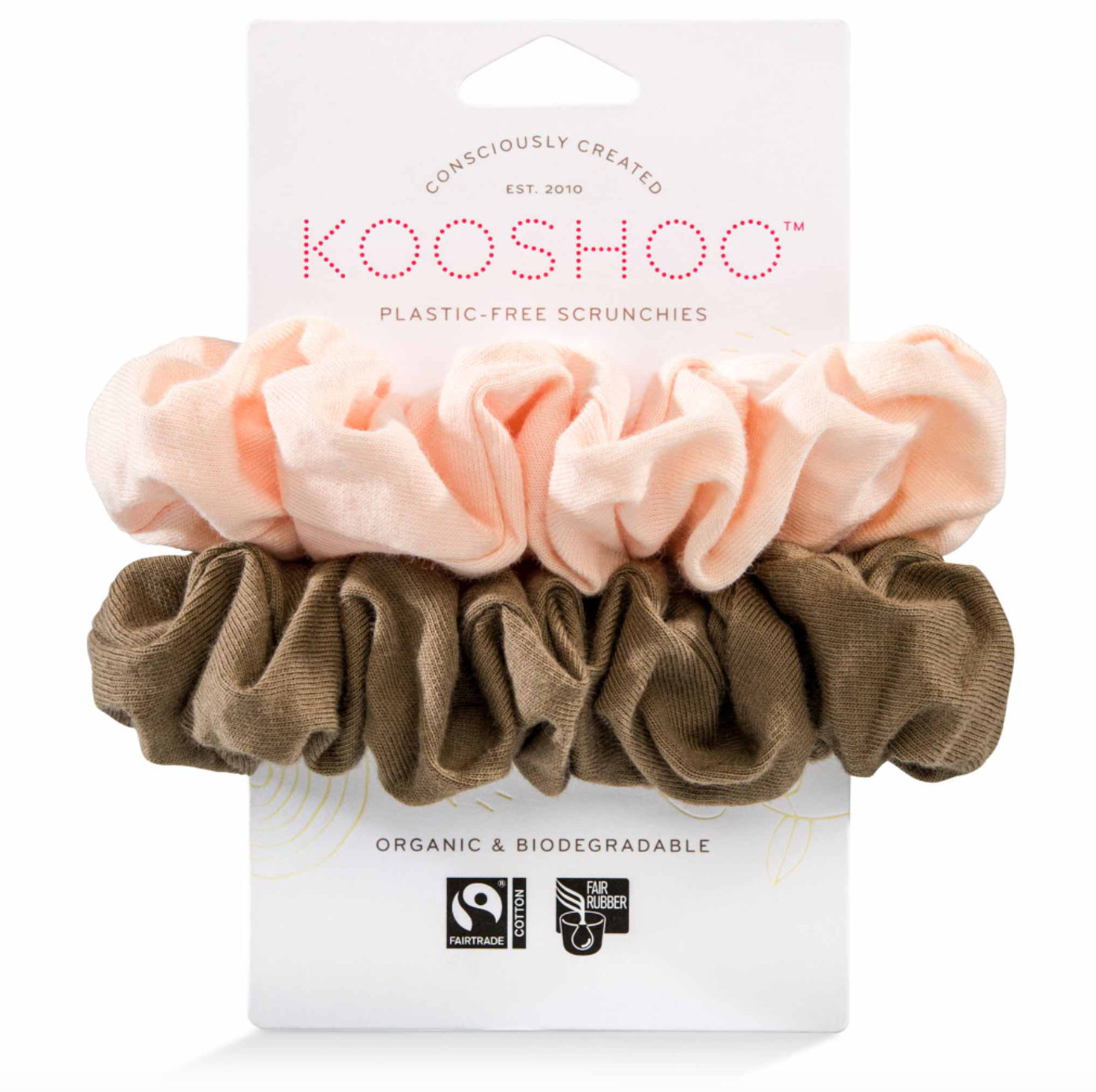 Biodegradable Hair Scrunchies, Blush/Walnut