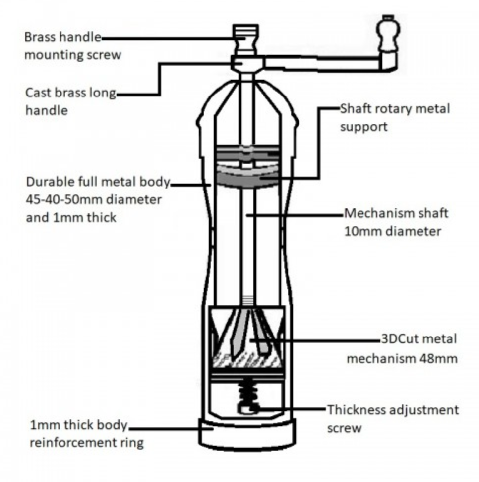 Brass Pepper Mill - 8" Athena