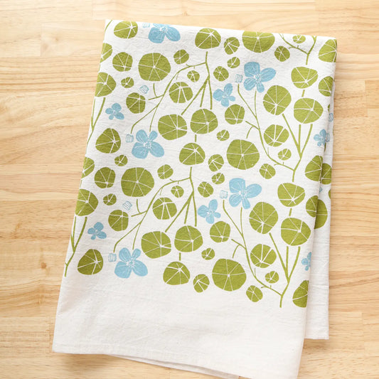 Cotton Towel - Spring Nasturtium, Green and Blue