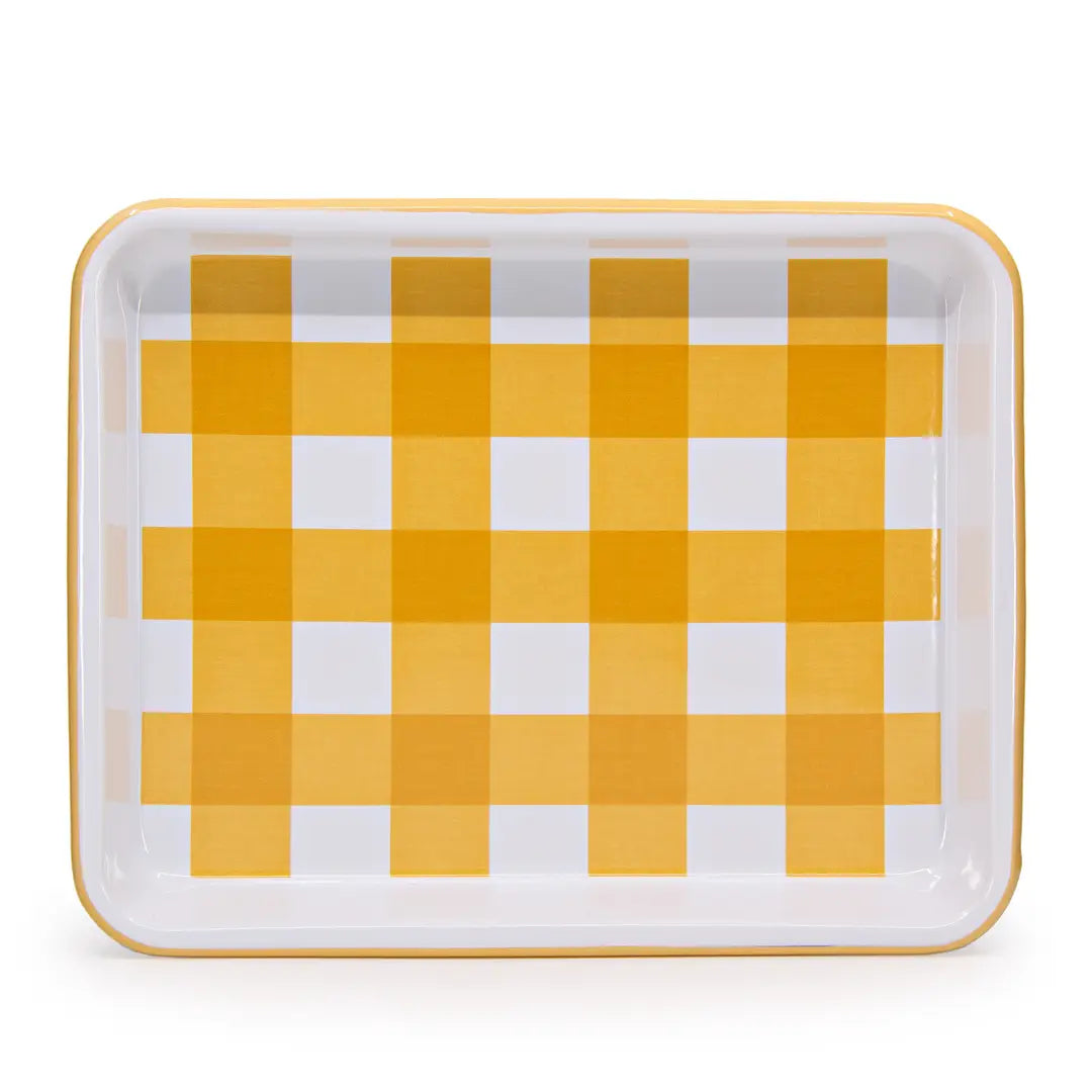Crow Canyon Enamelware-Max Humphrey & Gingham Enamelware Small Rectangle Tray
