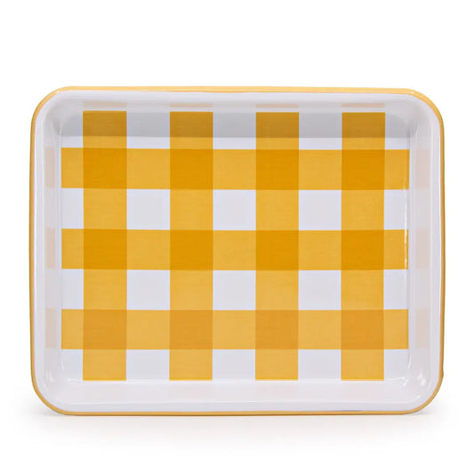 Crow Canyon Enamelware-Max Humphrey & Gingham Enamelware Small Rectangle Tray