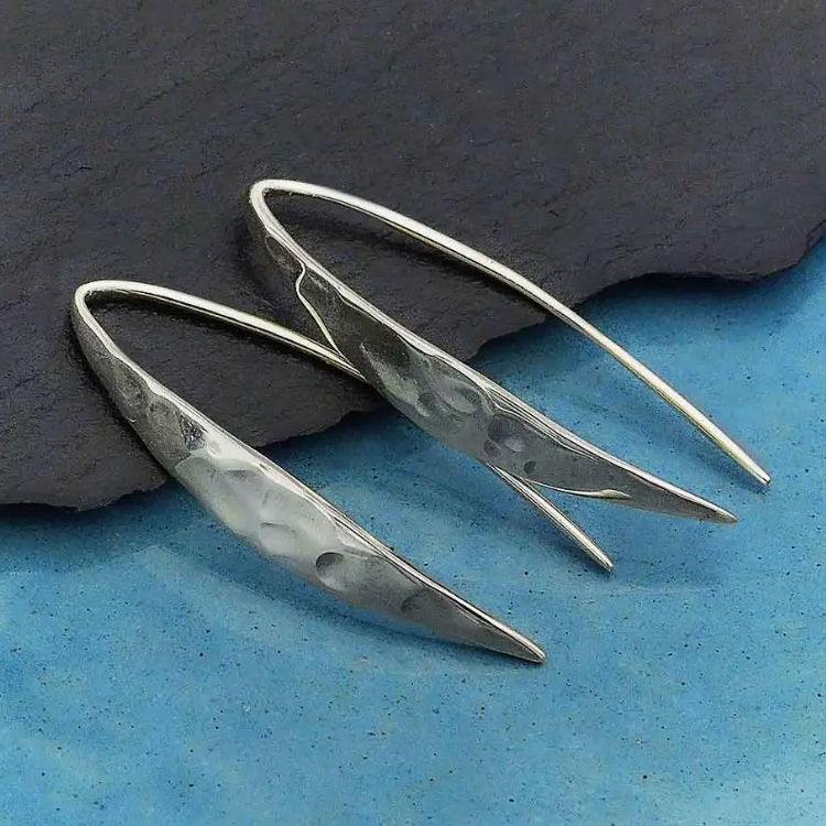 Earrings - Hammered Arc 20mm, Recycled Sterling Silver