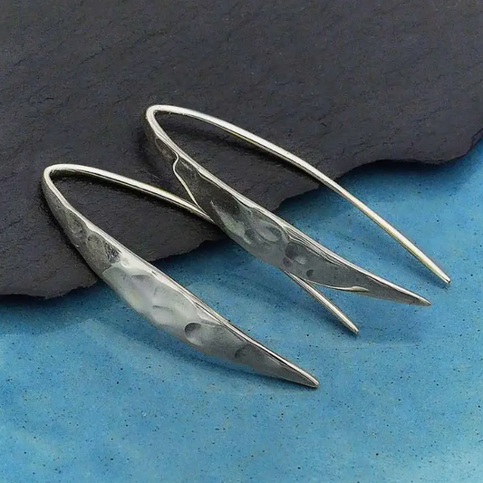 Earrings - Hammered Arc 20mm, Recycled Sterling Silver