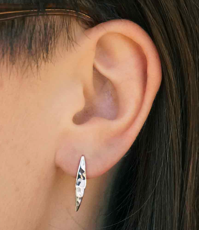 Earrings - Hammered Arc 20mm, Recycled Sterling Silver