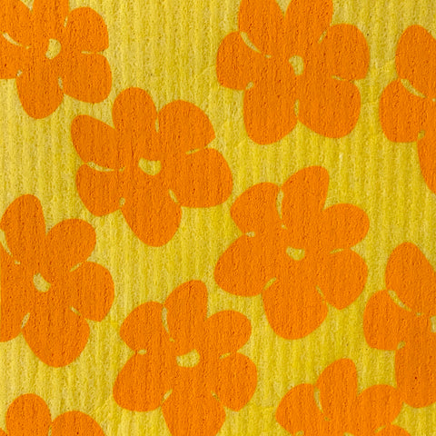Swedish Dishcloth - Flower Power Yellow