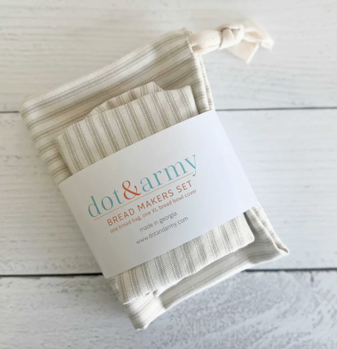 Linen / Cotton Bread Makers Set - Bowl Cover and Bag, Various Patterns