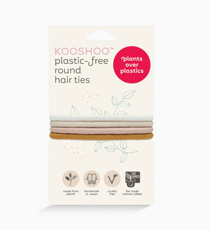 Biodegradable Round Hair Ties, Golden 4 Pack