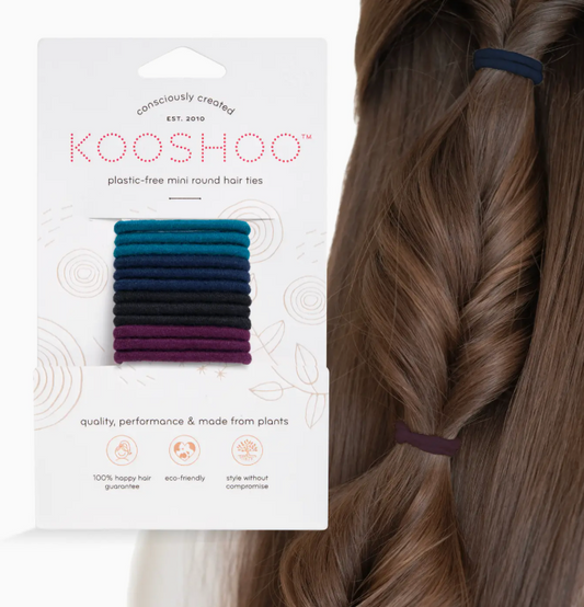 Biodegradable Round Mini Hair Ties, Dark Hues 12 Pack