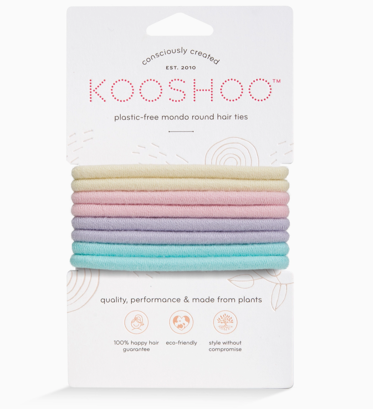 Biodegradable Round Hair Ties, Pastel 8 Pack