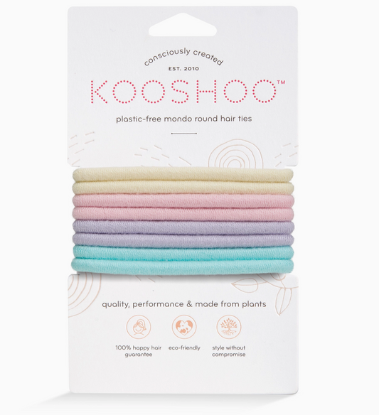 Biodegradable Round Hair Ties, Pastel 8 Pack