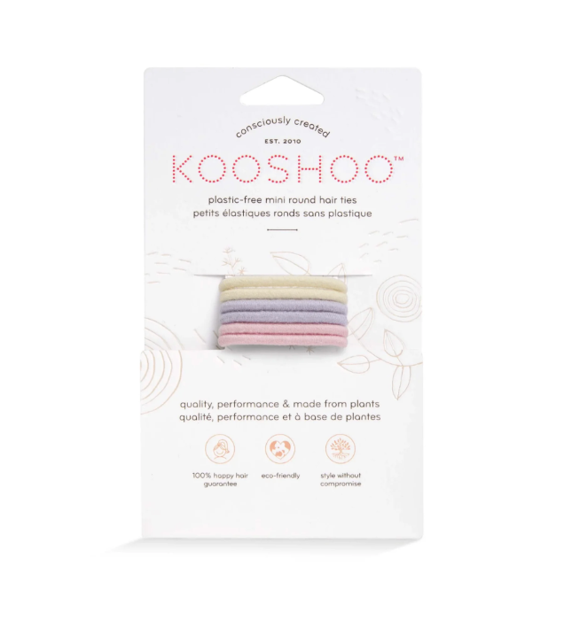 Biodegradable Round Mini Hair Ties, Pastel 6 Pack