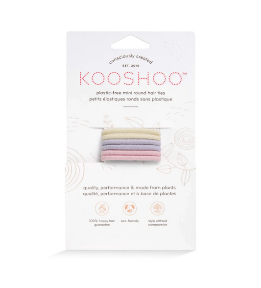 Biodegradable Round Mini Hair Ties, Pastel 6 Pack