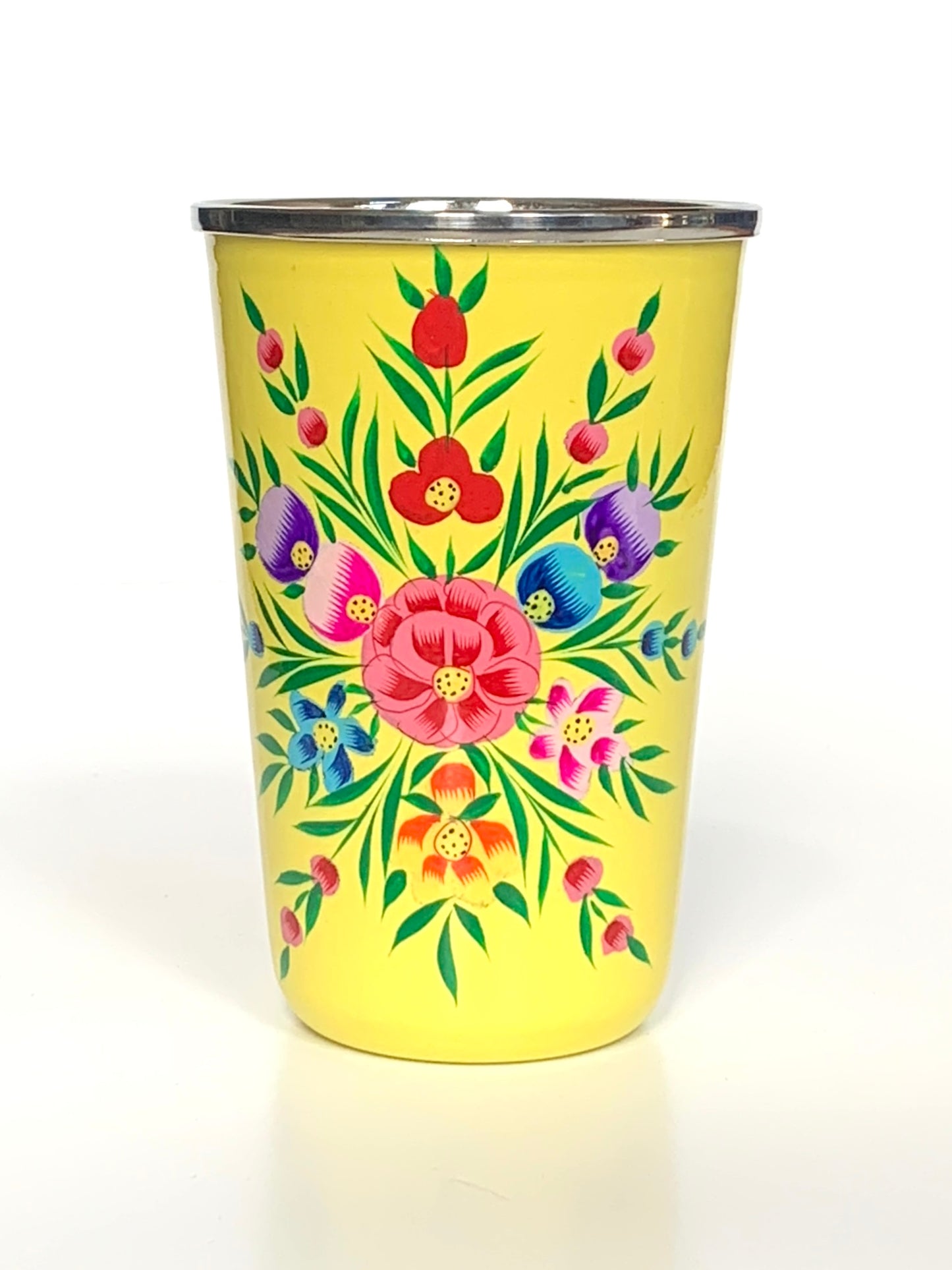 Enamelware Tumbler, Hand-Painted - Garland Design