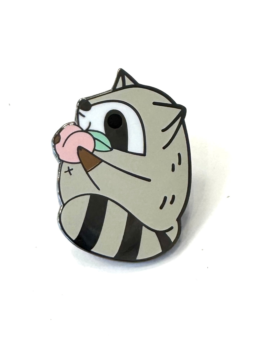 Enamel Pin - Raccoon and Peach