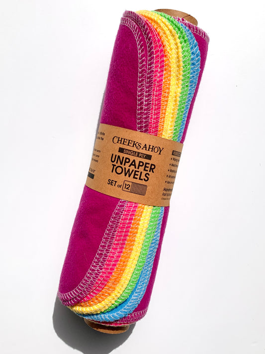 Unpaper Towels, Rolled - Rainbow (set of 12)
