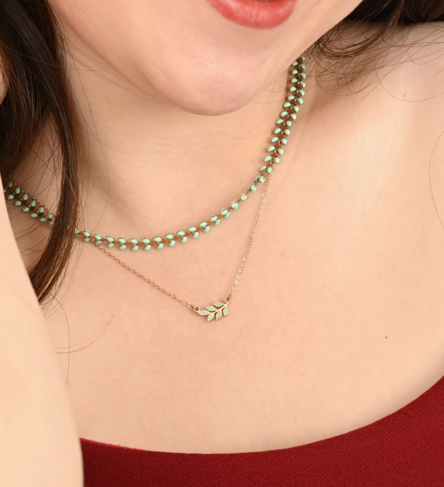 Starfish Project - Rowen Leaf Necklace in Mint Enamel