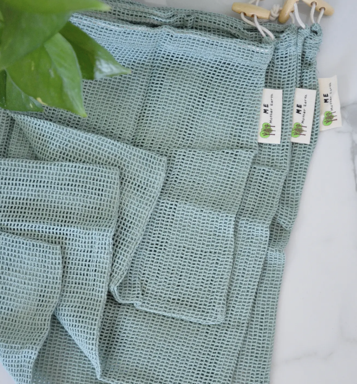 Organic Cotton Mesh Produce Bags - Set of 3 Sage Green