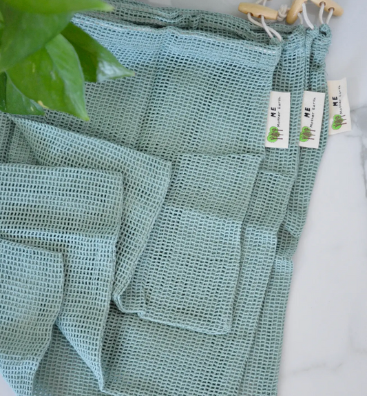 Organic Cotton Mesh Produce Bags - Set of 3 Sage Green