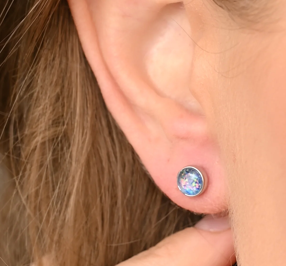 Starfish Project Jewelry - Lora Silver and Lavender Opal Stud Earrings