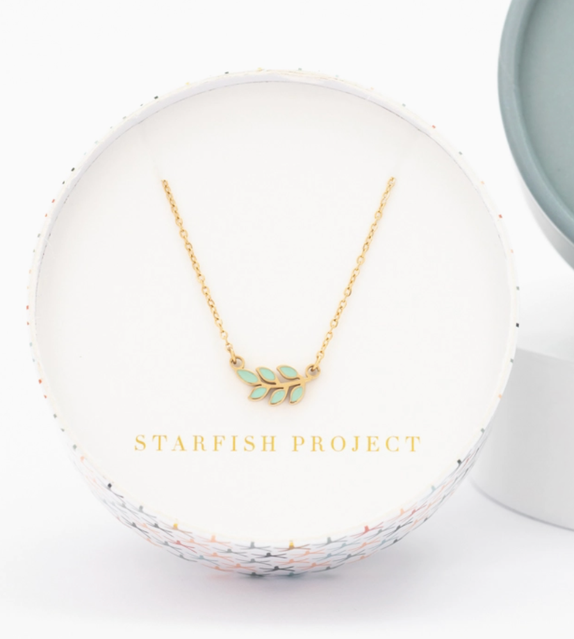 Starfish Project - Rowen Leaf Necklace in Mint Enamel