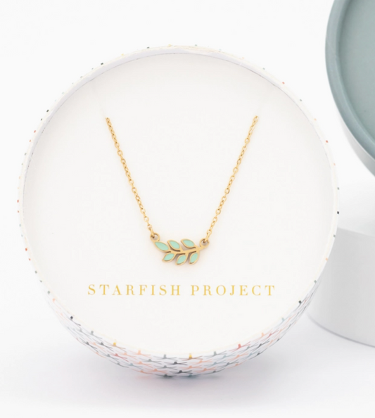 Starfish Project - Rowen Leaf Necklace in Mint Enamel