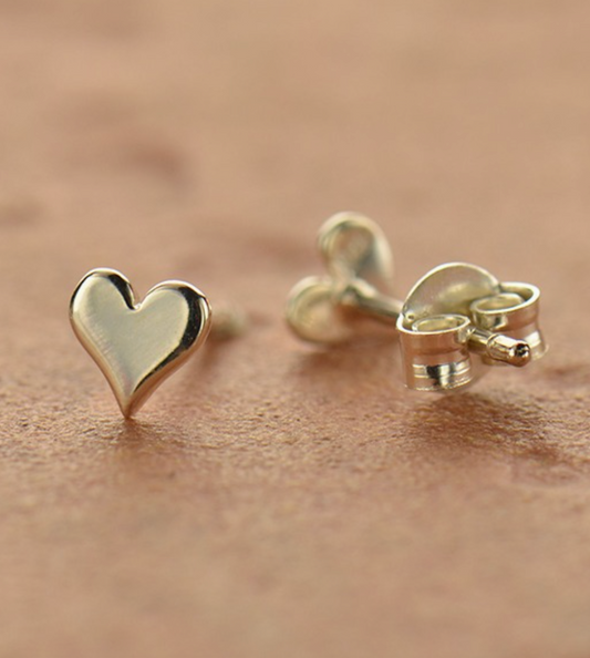 Earrings - Tiny Recycled Sterling Silver Heart Studs