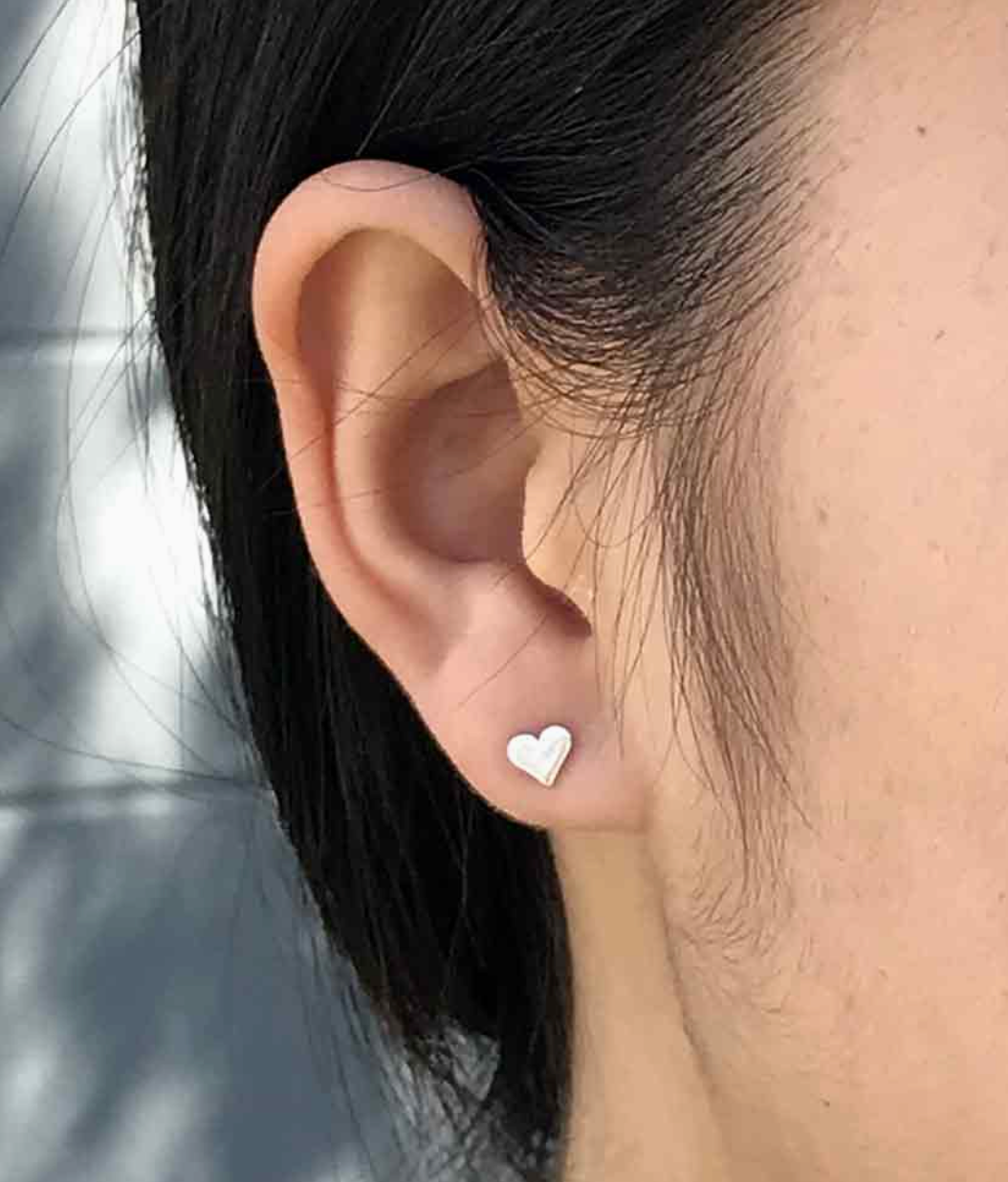 Earrings - Tiny Recycled Sterling Silver Heart Studs