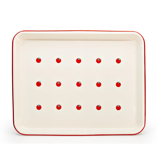 Crow Canyon, Tomato Large Rectangle-Jelly Roll Tray, Red Rim