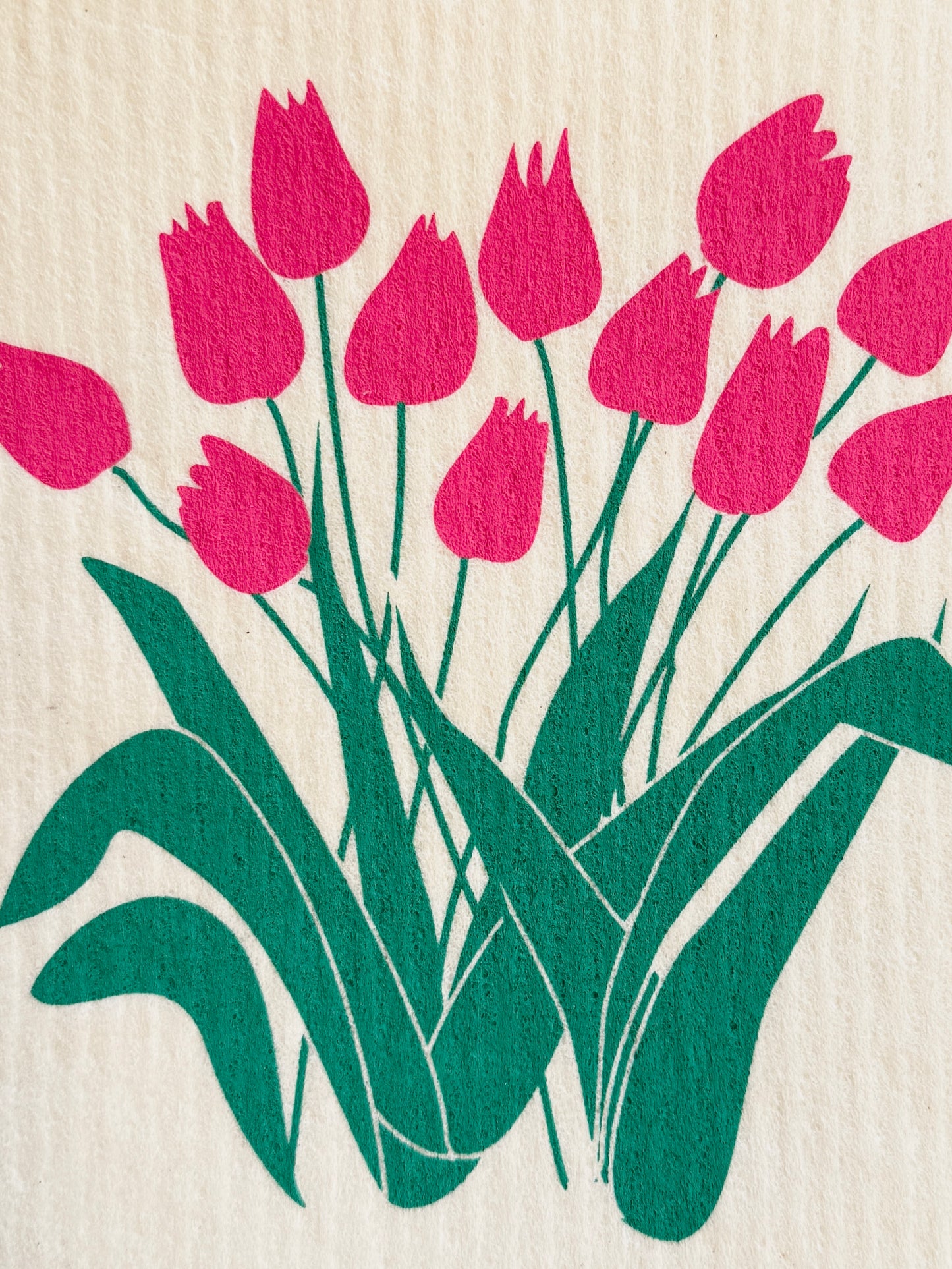 Swedish Dishcloth - Pink Tulips