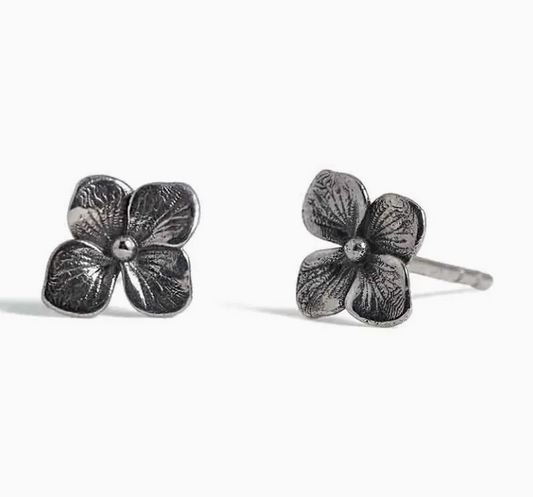 Earrings - Hydrangea Flowers, Recycled Sterling Silver