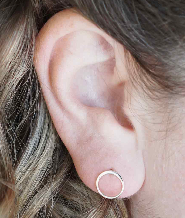 Earrings - Open Circle Studs, Recycled Sterling Silver