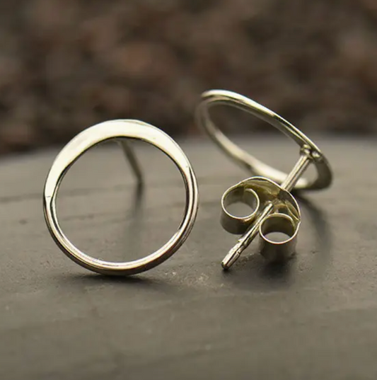 Earrings - Open Circle Studs, Recycled Sterling Silver