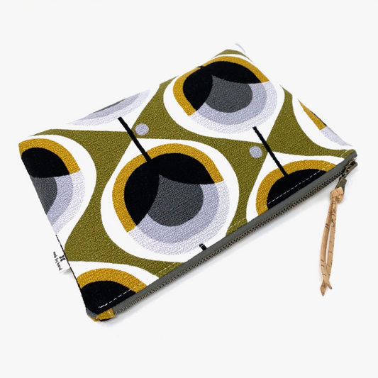 Organic Cotton Pouch - Geo Floral Olive