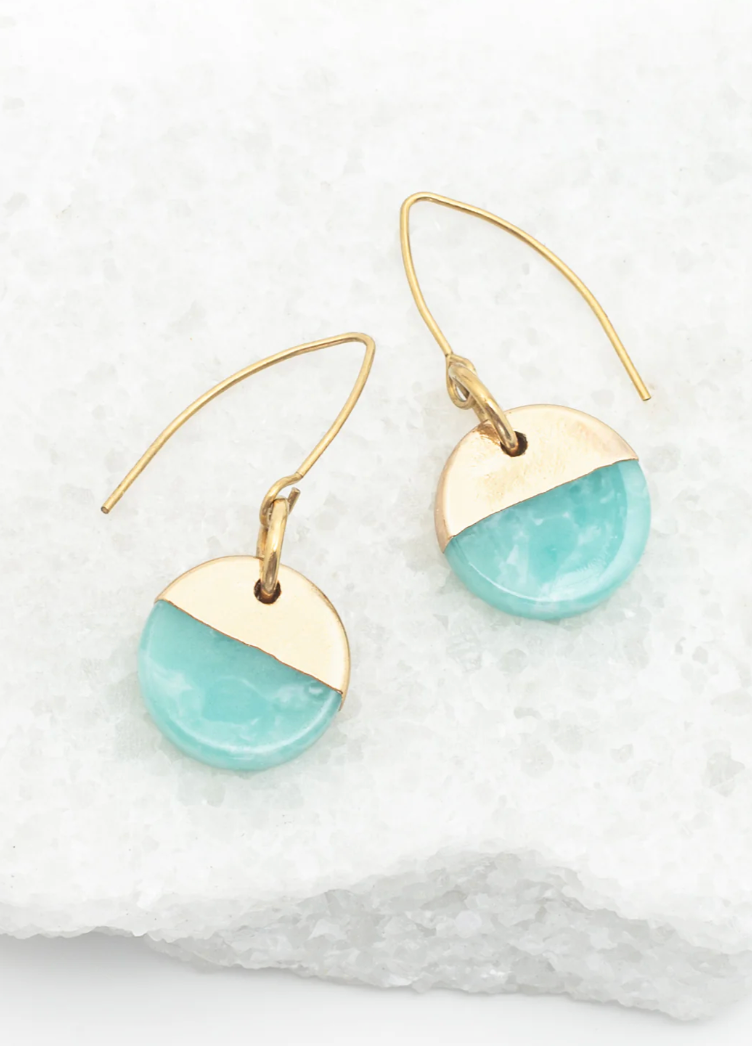 Starfish Project Jewelry - Refresh Aqua Agate and Gold Earrings