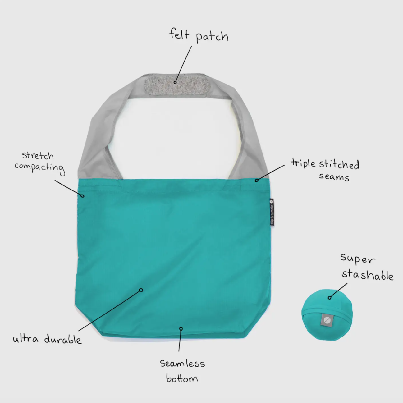 Flip & Tumble Reusable Bag - Teal