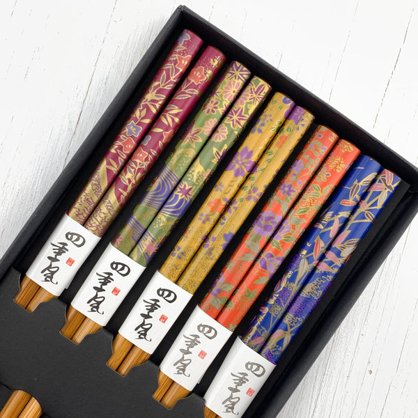 Floral Chopsticks, Boxed Set of 5