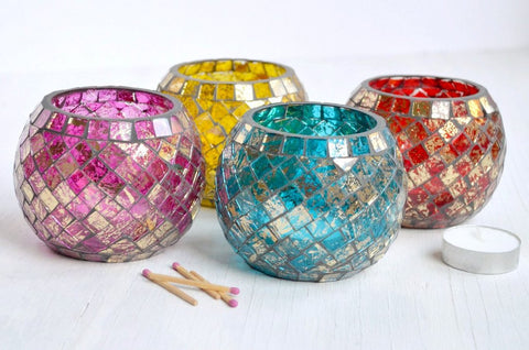 Glass Mosaic Candle Holder