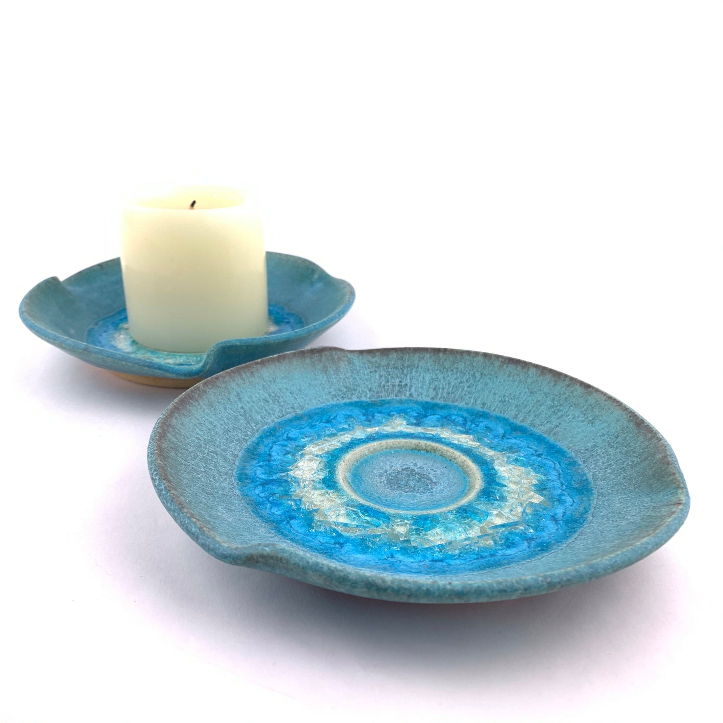 Glazed Candle Plate - Turquoise