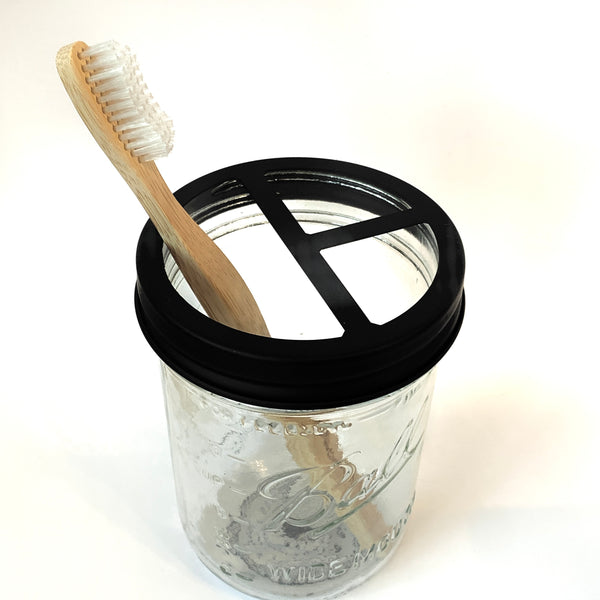 Mason Jar Toothbrush Holder - Black