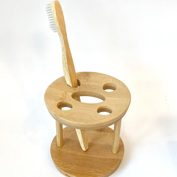 Bamboo Countertop Toothbrush Holder